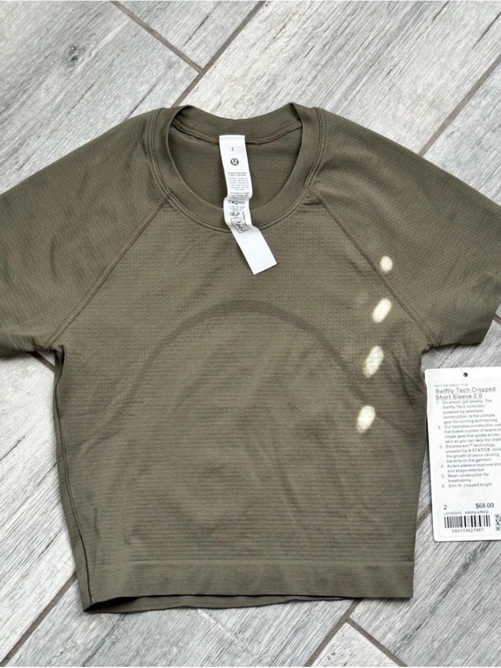 Lululemon Army Green Swiftly Tech Cropped Short-Sleeve Shirt 2.0